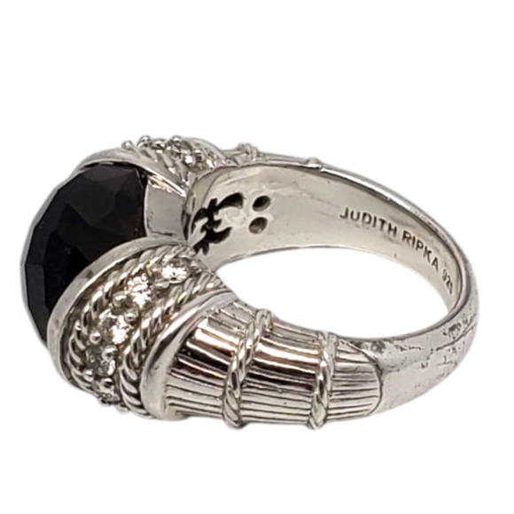 Judith Ripka Sterling Silver Smokey Quartz & CZ Ring Size 7 #21031 - Picture 5 of 11